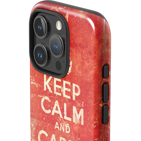 Keep Calm and Carry On Distressed iPhone 16 Pro Impact Case